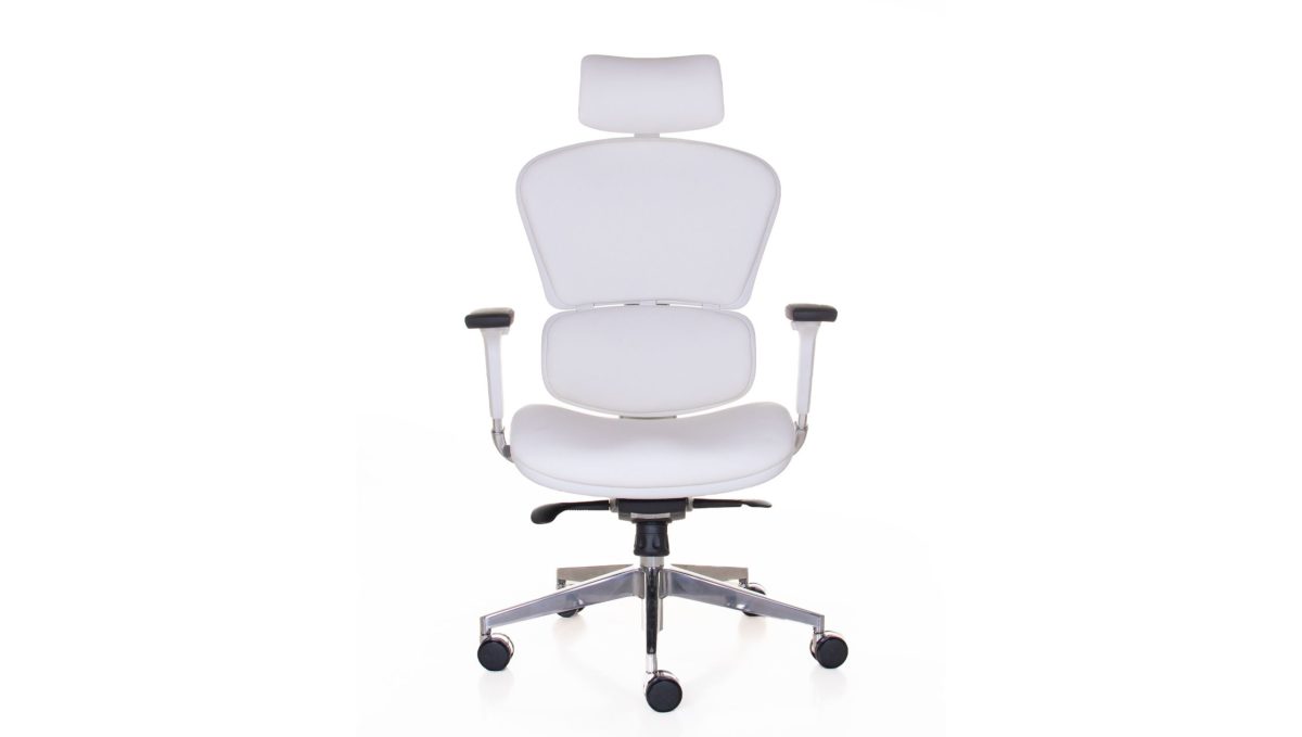 6. Sillon Ergonomico Hero Cuero Blanco